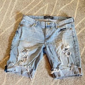 Express Girlfriend Distressed Bermuda Shorts